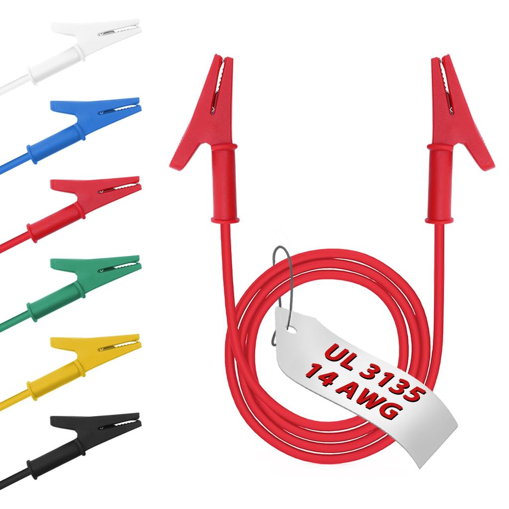 14วัด6ชิ้น/3.3ฟุตจระเข้คลิปไฟฟ้าที่มีสายไฟ ul3135,6สีหนักซิลิโคนทดสอบตะกั่วชุดจัมเปอร์ลวดชุดสําหรับก