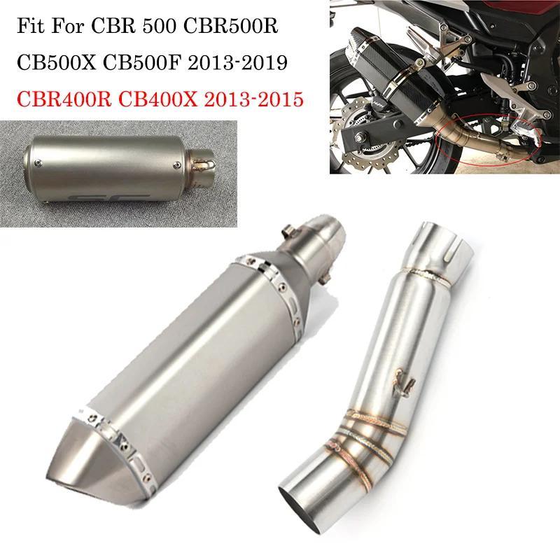 销 Fit สําหรับ HONDA CBR500 CBR500R CB500X CB500F CBR400R CB400X 2013-2019 รถจักรยานยนต์ไอเสียท่อกลาง