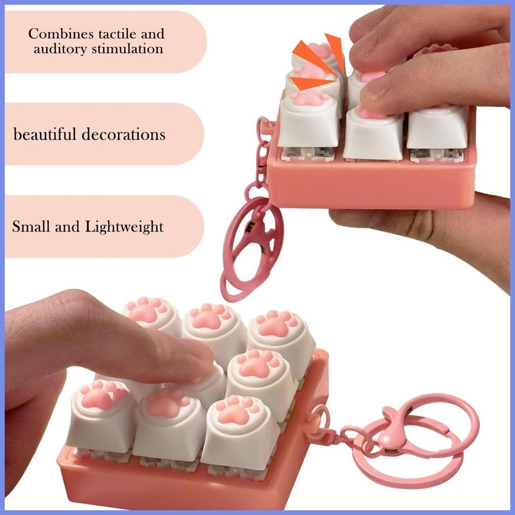 Cats Paw Keycap Clicker Fidget Key Chain คีย์บอร์ดตลก Fidget ของเล่น Sensory decompressor สําหรับเด็