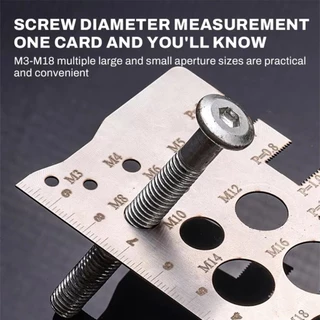 เก็บปลายทาง！ไม้บรรทัดวัดเกลียวน็อตสแตนเลส M3-M18 เครื่องวัดเกลียวสกรู เครื่องมือช่างมัลติฟังก์ชั่น พกพาสะดวก