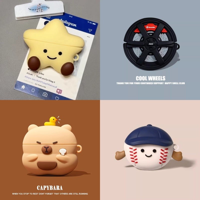 คุณภาพดีCase สําหรับ SAM Galaxy Buds 3/3Pro/3FE การ์ตูนหมีซิลิโคนอ่อนนุ่มหูฟังฝาครอบป้องกันพร้อมตะขอ