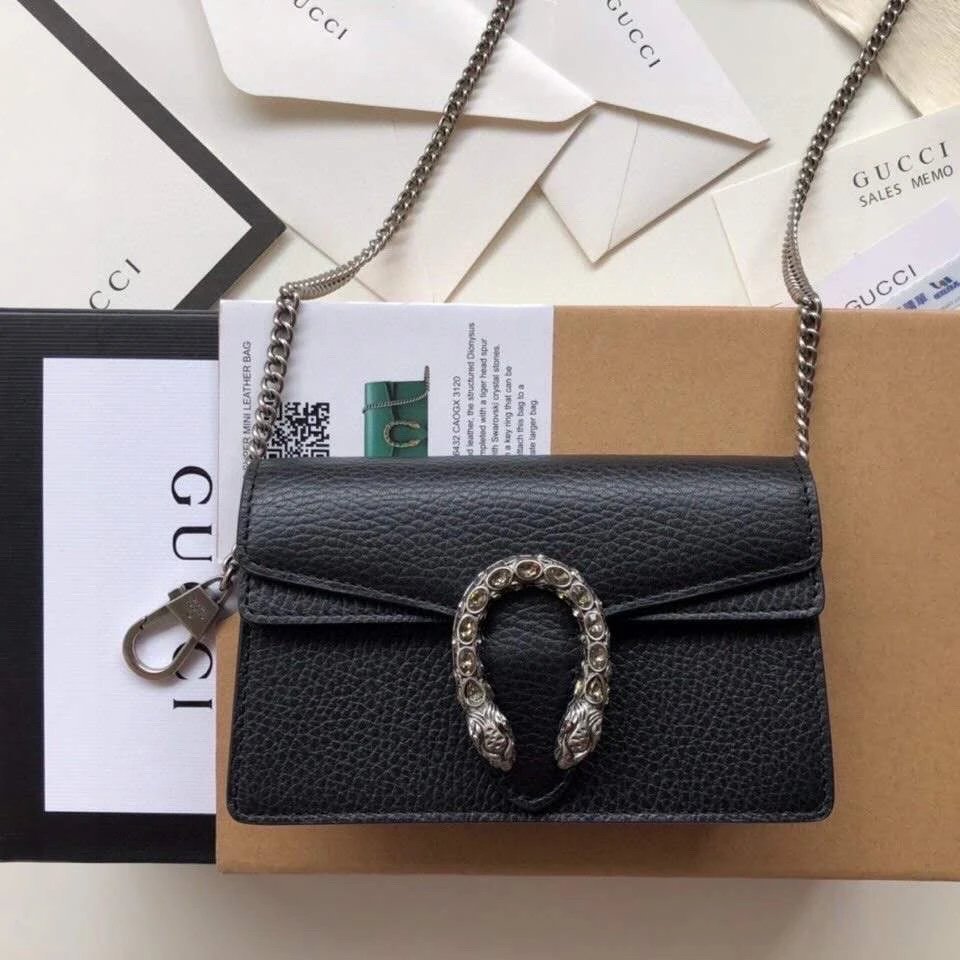 GUCCI Dionysus กระเป๋าหนังลายเทพีดิโอนิสัส ก้านบิดหัวเสือคู่ รหัส 421960