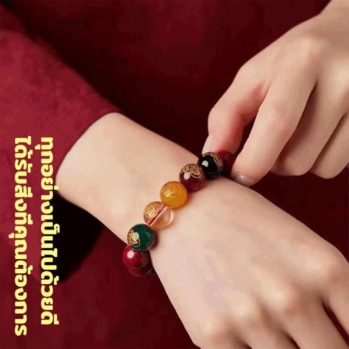 🌟จัดส่งรวดเร็ว🌟สร้อยข้อมือเทพเจ้าแห่งความมั่งคั่งห้าทิศ ชาดโชคดี เสริมความร่ำรวย/สร้อยข้อมือโชคลาภ Cinnabar สร้อยข้อมือสำหรับผู้ชายและผู้หญิง (8มม-10มม) - รูปที่ 2
