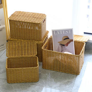 ตะกร้าหวายสาน ตะกร้าเก็บของ ตะกร้า กระจูดสาน มีหูจับ ทรงสี่เ…