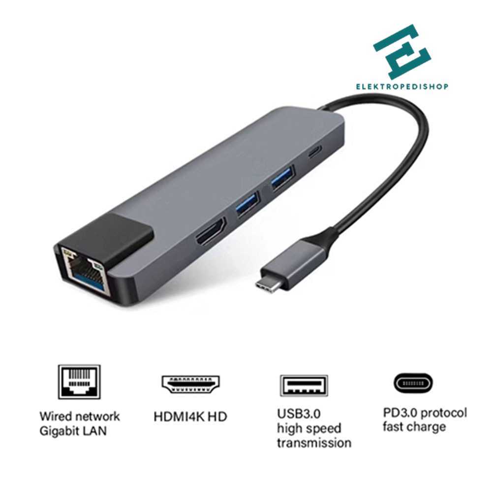 EDUP USB Type C Hub 5in1 LAN HDTV ผ่านการชาร์จ - YC-206 Limited Stock | | จัดส่งที่รวดเร็ว | สินค้าต