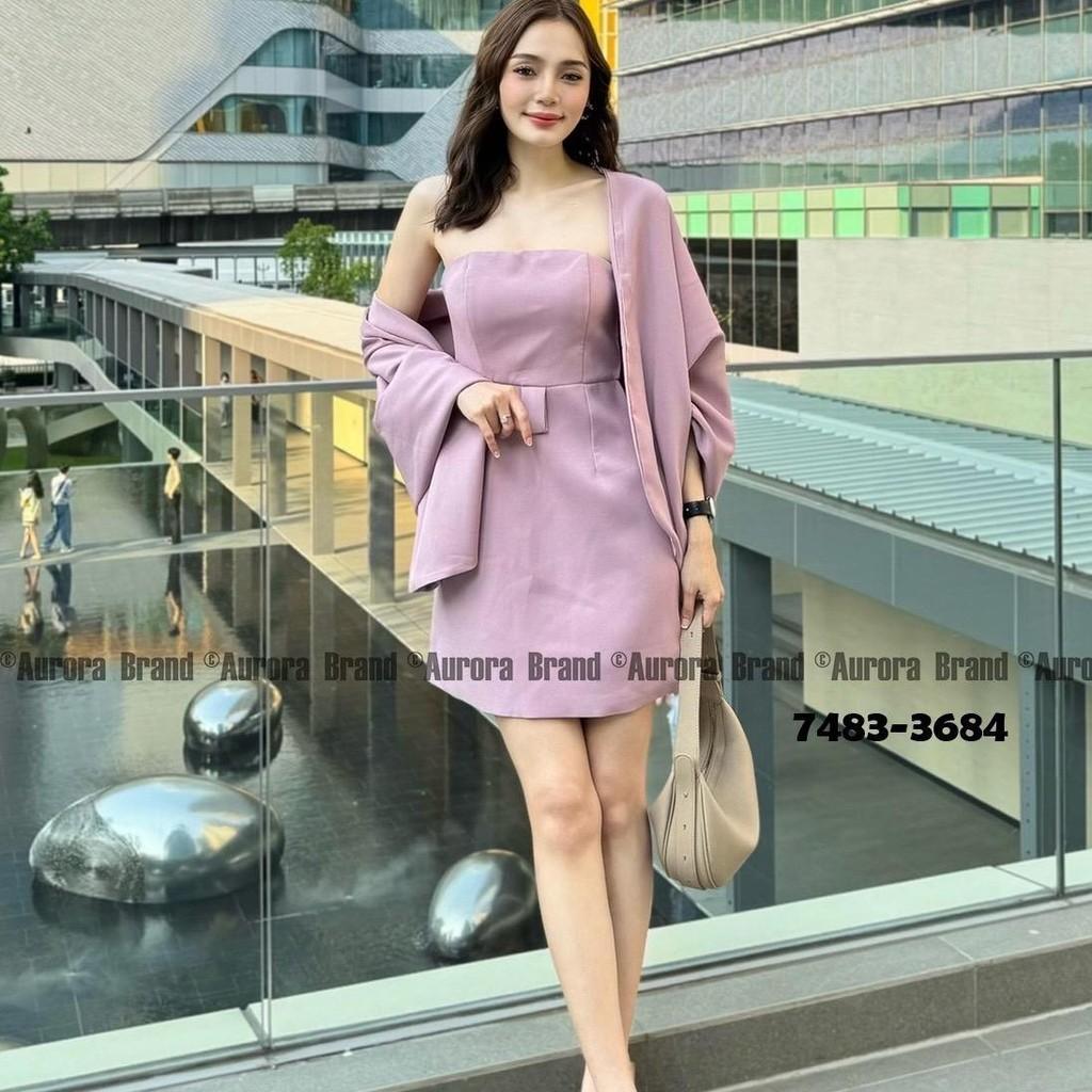 พร้อมส่ง AR 7483 : เดรสออกงาน สีมพู แมทใส่ได้ 2style / SML XL