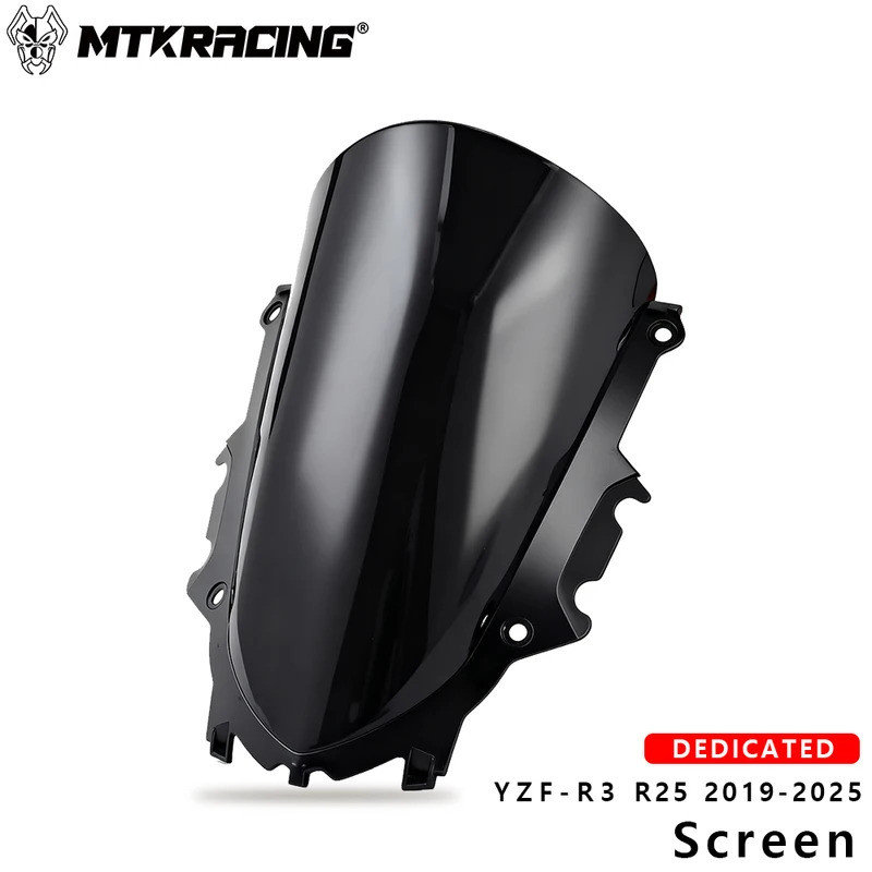 อุปกรณ์เสริมรถจักรยานยนต์สําหรับ Yamaha YZF R3 R25 2019-2025 กระจกรถจักรยานยนต์กระจก Double Bubble ส