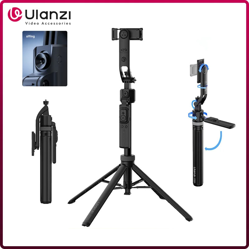 Ulanzi TT23 1.63M การติดตามอัตโนมัติ Selfie Stick Quad-Leg โทรศัพท์ขาตั้งกล้อง 10M รีโมทคอนโทรล Gest