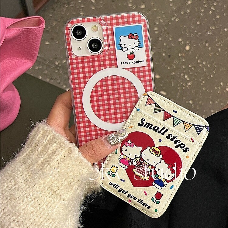 wallet magsafe magsafe card ลายสก๊อตอินเทรนด์แมวแม่เหล็กผู้ถือบัตรเหมาะสําหรับ Xiaomi 14Ultra/13 เคส