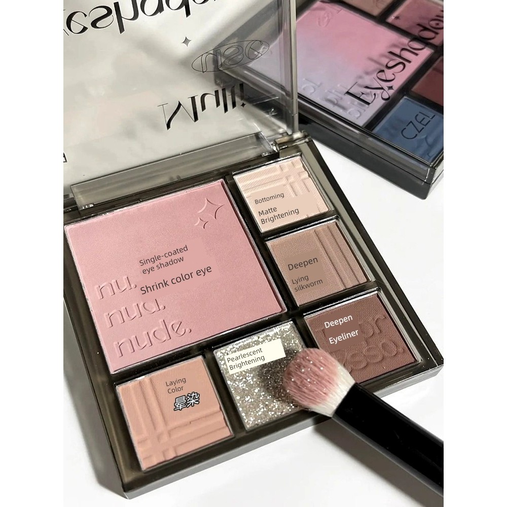 odbo บลัชออน naree บลัชออน พาเลทอายแชโดว์มัลติฟังก์ชั่นแบบบูรณาการไล่โทนสีสีชมพูเย็น