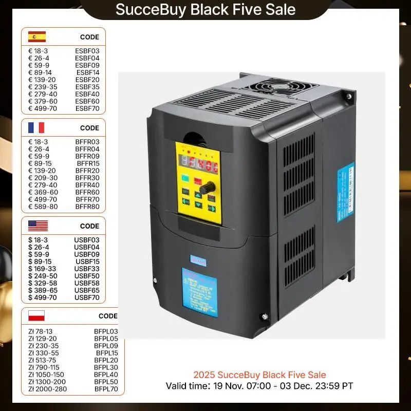 SucceBuy 2.2/3/4/7.5KW VFD ความถี่อินเวอร์เตอร์ 110V/220V1/3P อินพุต 3P เอาต์พุตตัวแปรความถี่ไดรฟ์ C