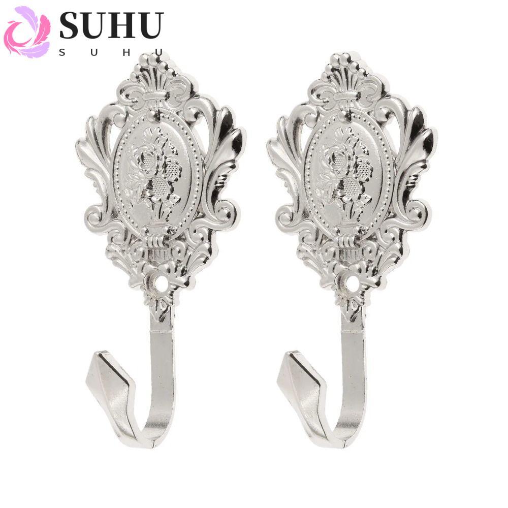 Suhu 2 ชิ้นตะขอผ้าหมวก, Solid Rose รูปแบบตะขอแขวนผนัง,โลหะผสมสังกะสียุโรปคลาสสิกผ้าม่าน Tieback ตะขอ
