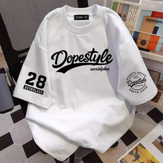 TEE·SHOP🍀 เสื้อยืด Oversize ลาย 'DOPESTYLE' สไตล์เกาหลี เท่ห์มาก ใส่ได้ทั้งชายหญิง ผ้านุ่มสบายตัวทั้งวัน รองรับ COD 📦