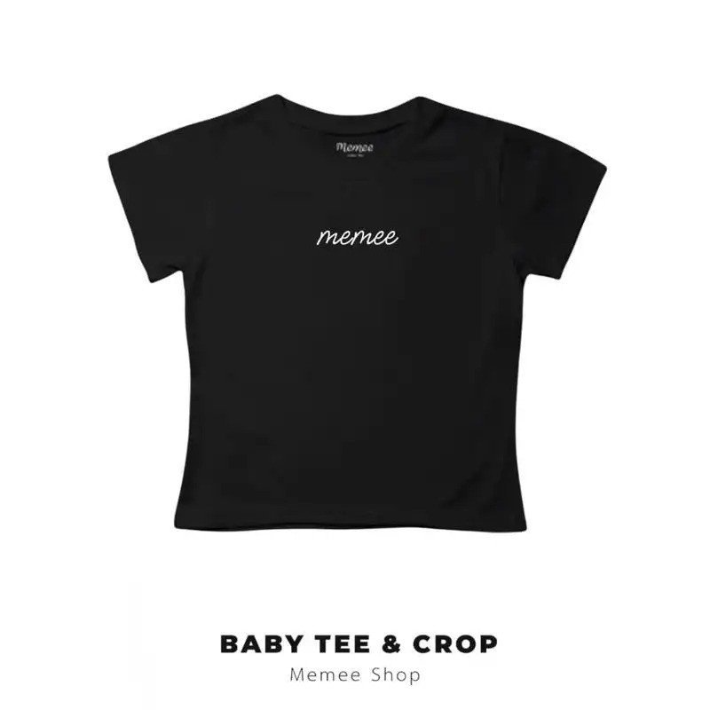 Memee ~ เสื้อยืดผ้าคอตตอนทรง Baby Tee เสื้อผู้หญิง (V2ผู้หญิง)