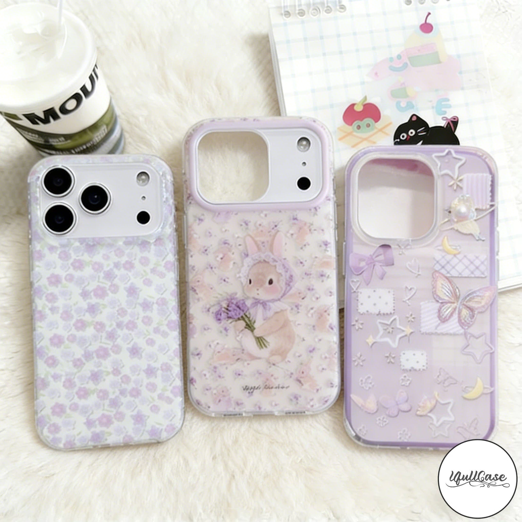 เคสไอโฟน11 16 17เคส IMD ลายดอกไม้-กระต่าย น่ารัก สำหรับ IPhone 11 14 17 13 Air 16 12 15 Pro Max X XR 7 8 15 16 Plus SE