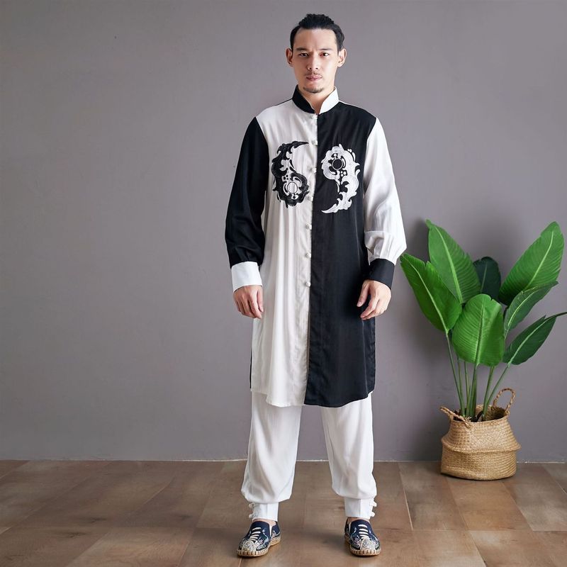 麻凡秋季新八卦练功服中国风太及服刺绣盘扣唐装男士休闲套装4.2Mafan Autumn New Bagua Practice Clothes Chinese Style Tai Chi Suit Em