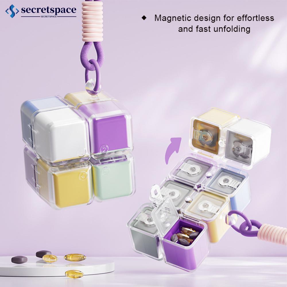 SECRETSPACE 8-grid Pill Storage คอนเทนเนอร์แบบพกพาปิดผนึกกล่องยาสําหรับการเดินทางทุกวัน Health Stora