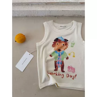 「สินค้าลิขสิทธิ์แท้」IRIS KIDS x Funfun 26ss IKS260345 Rokuku shirt ลายการ์ตูนสุดคิ้วท์ ใส่เล่น ผ้านุ่ม เสื้อกล้ามเด็ก