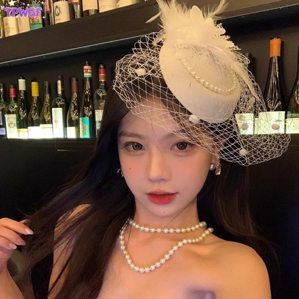 หมวกผ้าคลุมหน้าสำหรับเจ้าสาว ทำจากดอกไม้และมุก สไตล์วินเทจออร่อยหรา