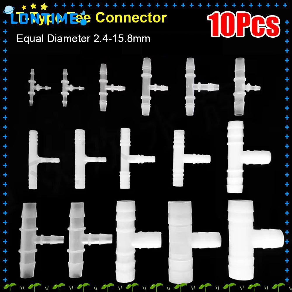 LONTIME 10 ชิ้น 3 ทางเชื่อมต่อ, 1.6-15.8 มิลลิเมตร Equal เส้นผ่านศูนย์กลาง T-Type Tee Connector, พลา