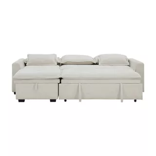 INDEX LIVING MALL โซฟาเบดผ้า L-shape รุ่นโดมิโกะ - สีเบจ