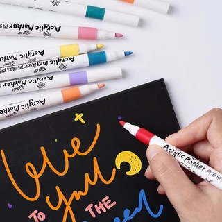 ปากกามาร์กเกอร์อะคริลิค 12/24/36/48/60/80สี ใช้สำหรับ ไม้/ผ้าใบ/หิน/หิน/จิตรกรรมแก้ว กันน้ำ Acrylic Marker Pen สต็อกไทย