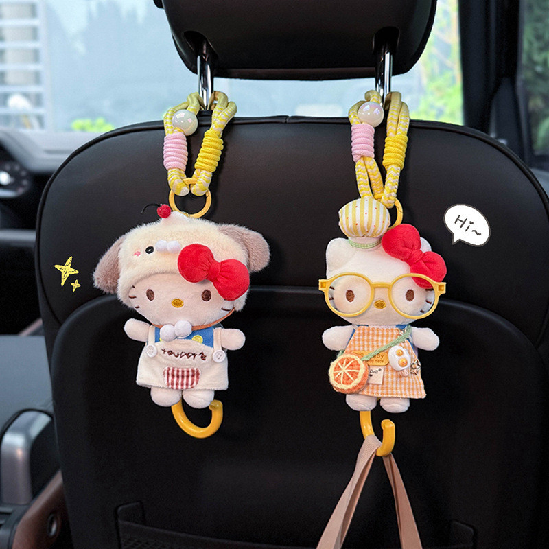 ตะขอรถ ตะขอรถ Hello Kitty ภายในตะขอเก็บของรถที่นั่งกลับตะขอเก็บของ