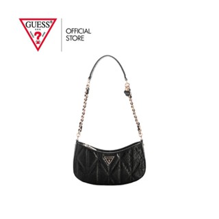 GUESS กระเป๋า รุ่น GG966317 ALDINA TOP ZIP SHOULDER BAG สีดำ