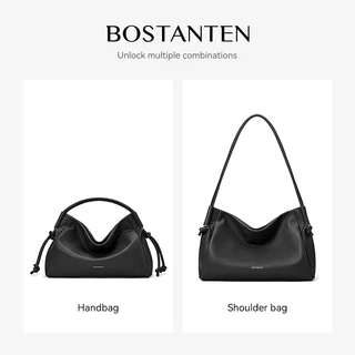 BOSTANTEN Supple Bag กระเป๋าถือสะพายไหล่ผู้หญิง ความจุใหญ่ ดีไซน์เรียบง่าย สายปรับได้