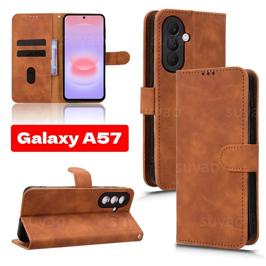 สําหรับ Samsung Galaxy A57 A37 5G 2026 เคสโทรศัพท์ขาตั้งปลอกหนัง SamsungA57 SamsungA37 A17 A07 A56 A36 กระเป๋าสตางค์ PU กันกระแทก Anti-Fall วงเล็บแม่เหล็กซิลิโคนปกหลัง ราคา ถูกที่สุด ดีลบีเคเค