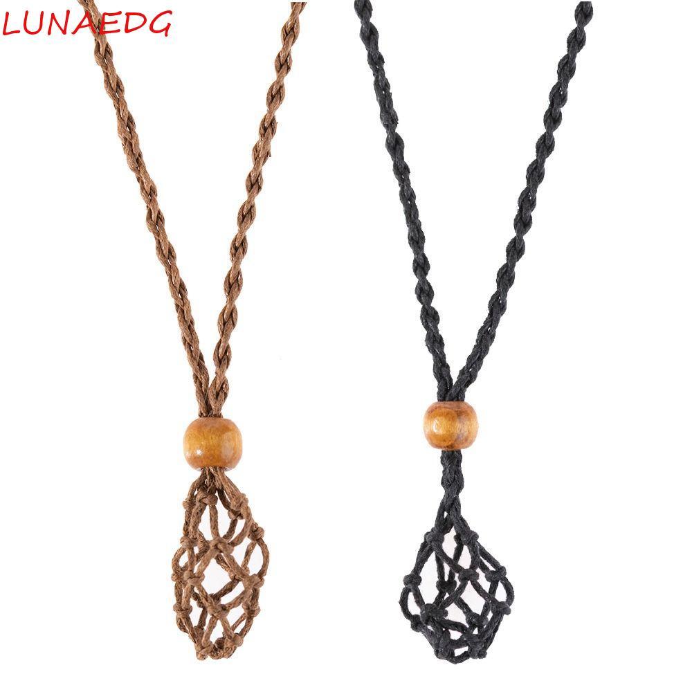 สร้อยคอถัก LUNAEDGE สไตล์ย้อนยุค พร้อมถุงตาข่ายปรับได้ มัดใจด้วยหินและคริสตัล handmade สำหรับแฟชั่นผู้หญิง