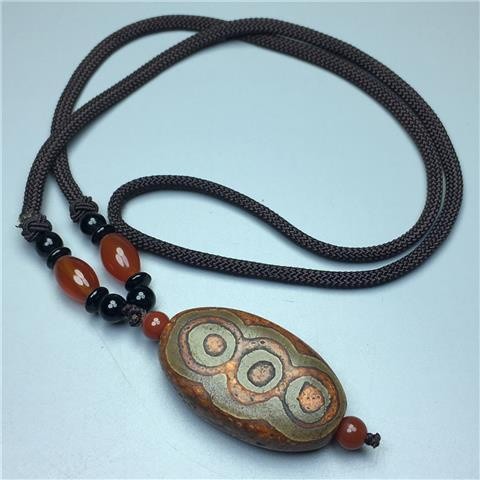 ทิเบต Weathered Retro หกตาเก่า Dzi สร้อยคอจี้อุปกรณ์เสริม Agate Chalcedony สไตล์ชาติพันธุ์ 5oGqmA0AW