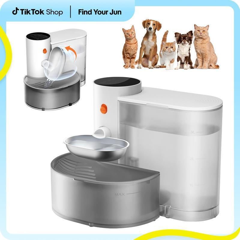 Smart Self-Refill Pet Water Fountain, Stainless Steel Bowl, 2025 New Arrival,Automatic Pet Water Dis
