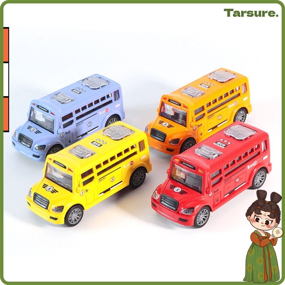 TARSURETH ของเล่นรถเฉื่อยพื้นผิวเรียบทนต่อการตก ABS School Bus Campus Bus