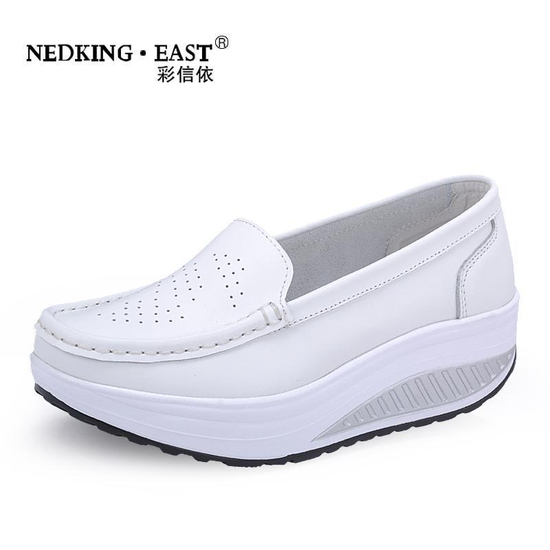 Women's Shoes White Nurse Shoes Swing Work Single Shoes Lady's Heel Platform Shoes