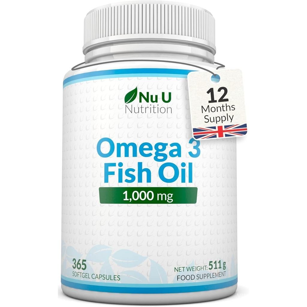 Nu U Nutrition Omega 3 Oil 1000mg 365 Softgels (12Month ply) Triglyceride Form Omega3 พร้อม 540mg EP