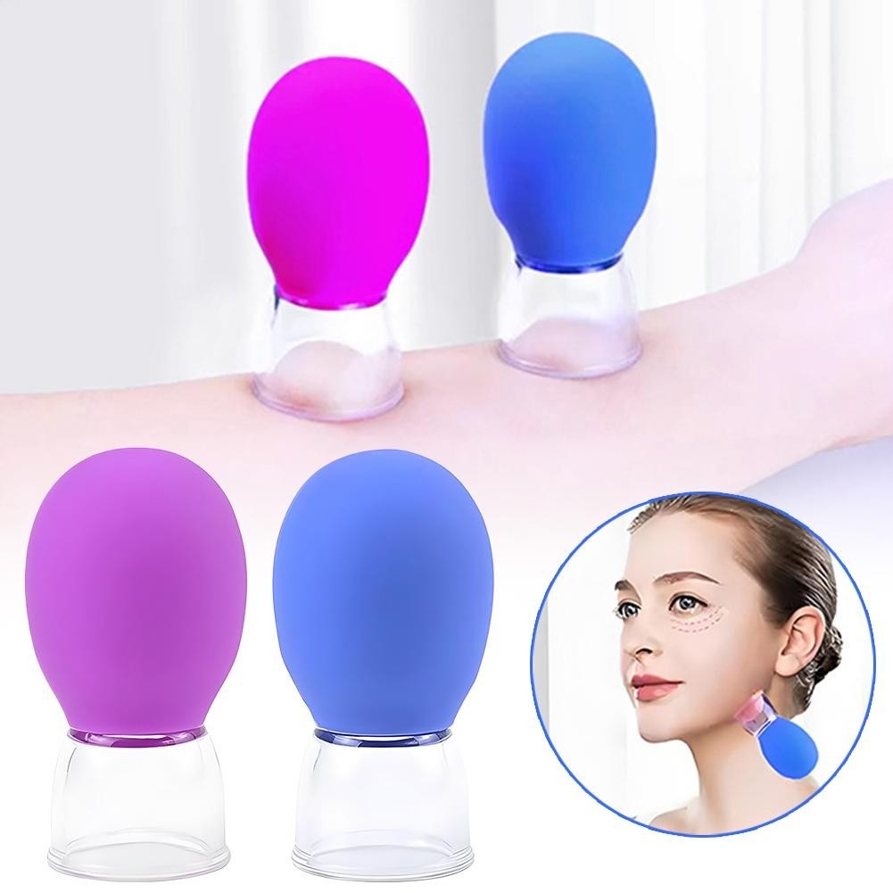 Facial Cupping Face Beauty Care อุปกรณ์นวดถ้วยถ้วยซิลิโคนแก้วนวด A2u6