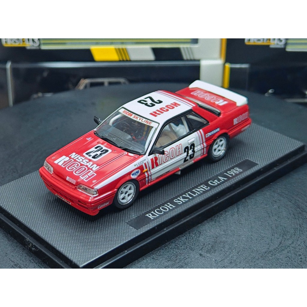 EBBRO 1/43 Nissan Skyline GTR R31 1988 RICOH Fleet No. 23รถแข่งกล่องรถสมบูรณ์วัสดุโลหะผสมเกือบใหม่เอ