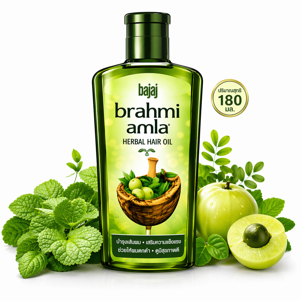 Bajaj Brahmi Amla Hair Oil 180 มล. จบปัญหาผมร่วง! บำรุงลึกถึงรากผมด้วย