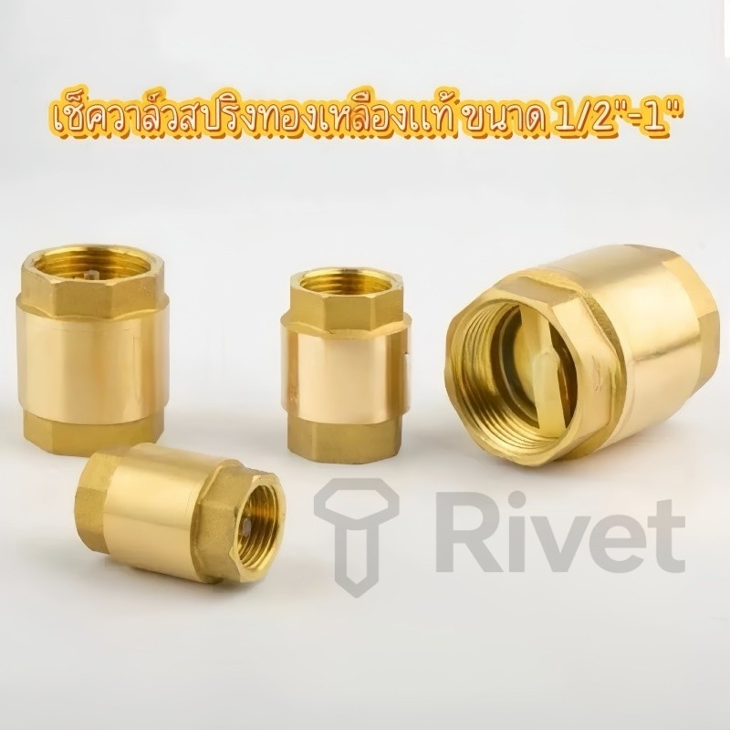 เช็ควาล์วสปริงทองเหลืองแท้ ขนาด 1/2"-1" Rivet