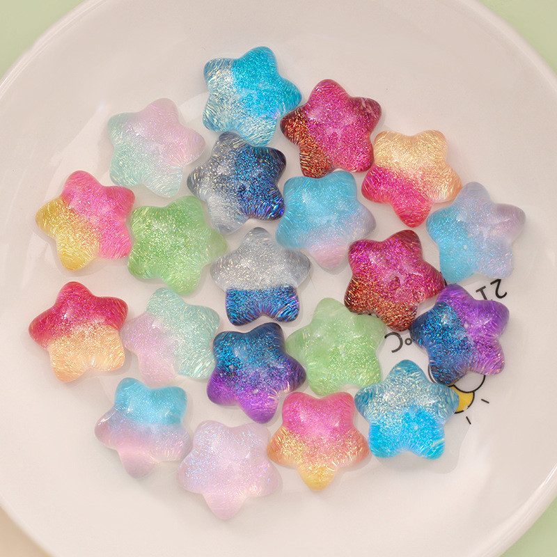10 ชิ้น Shinny Glow Fat Star เรซิ่น Charms สําหรับ DIY (2-128)