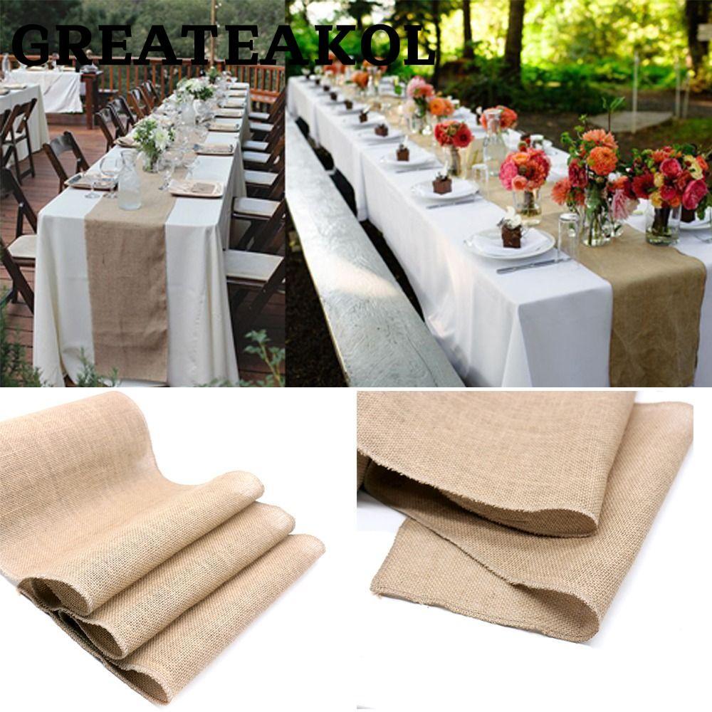GREATESKOL Vintage Table Runner Party ตกแต่งงานแต่งงาน Burlap Hessian Home Table Runners
