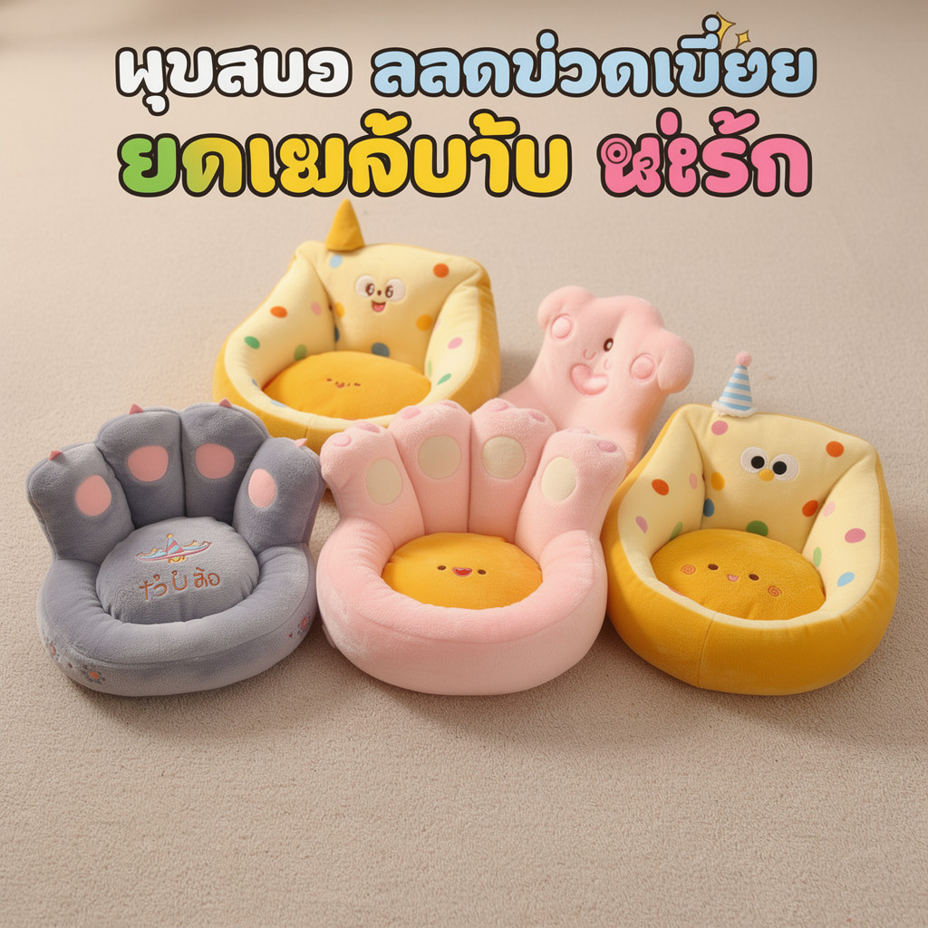 การ์ตูนเบาะรองนั่งพนักพิงตุ๊กตานุ่มบรรเทาอาการปวดโซฟาตกแต่งห้องนอนหมอนคุกกี้น่ารัก