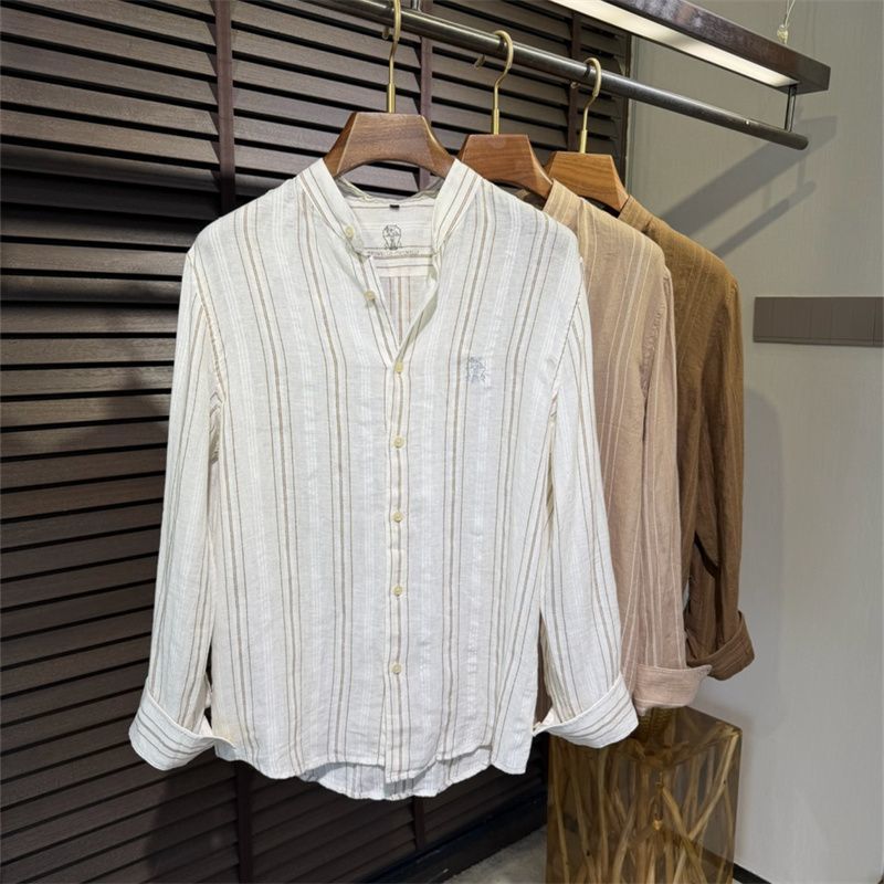 7LEN Old Money BC Spring and summer new men's classic fashion embroidery logo Vertical striped sligh