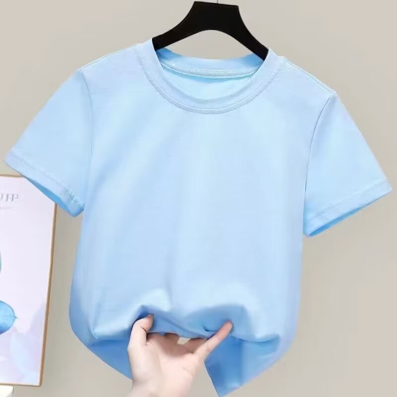Er cod หวีผ้าฝ้ายฤดูร้อนแขนสั้นเสื้อผ้าเด็กสไตล์ใหม่ 2025 อินเทรนด์สีทึบเดียวกัน t ฐาน 2026 ผู้ชายผู