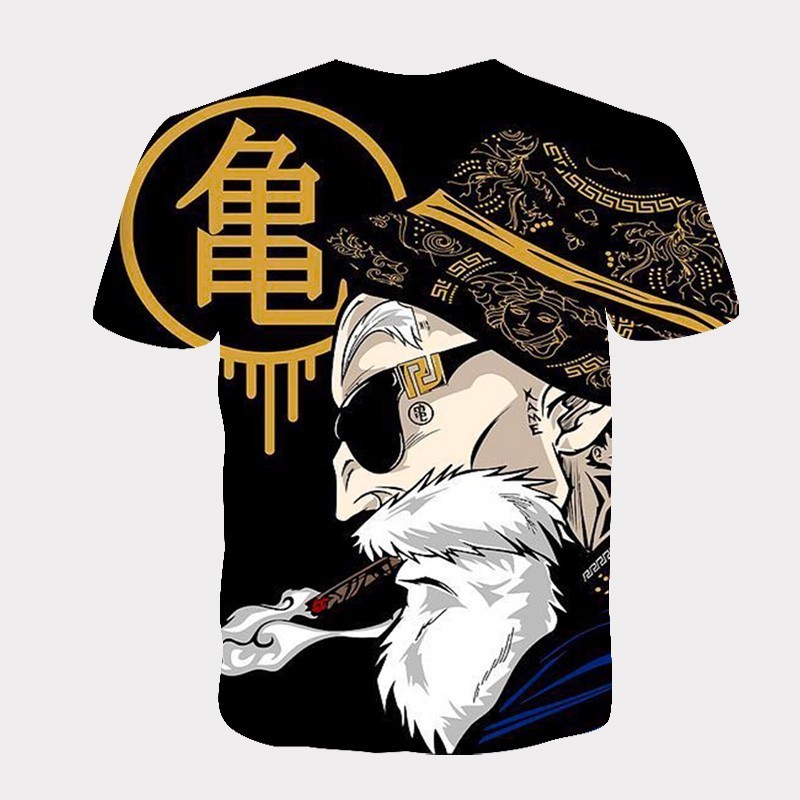 Spot goods 3D พิมพ์อะนิเมะ Dragon Ball Master Roshi ผู้ชาย/ผู้หญิง T เสื้อ Harajuku แขนสั้นกราฟิก Te