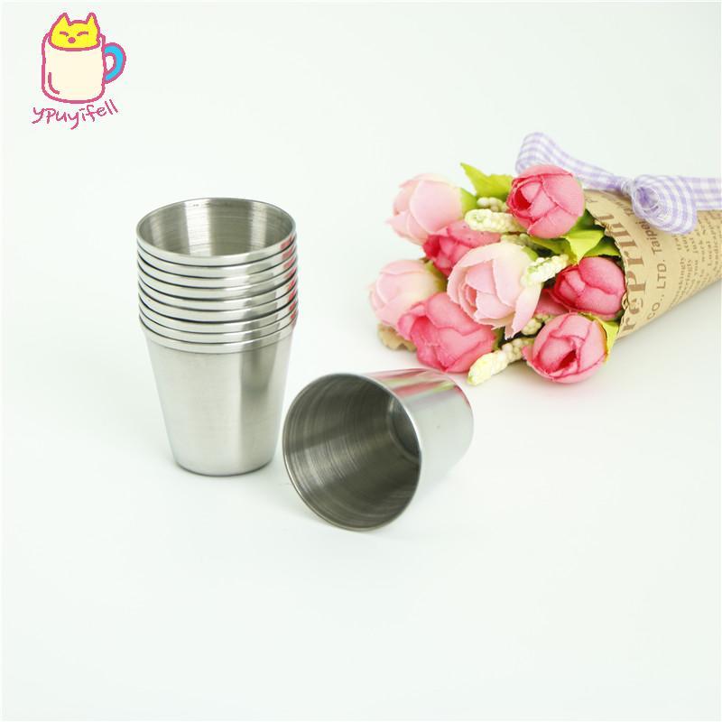 [YPU] 10 ชิ้น 30ml สแตนเลสแบบพกพา Drinking Shot แว่นตา Barware Cup am คอเต่าส นค น น น.ศ. combed