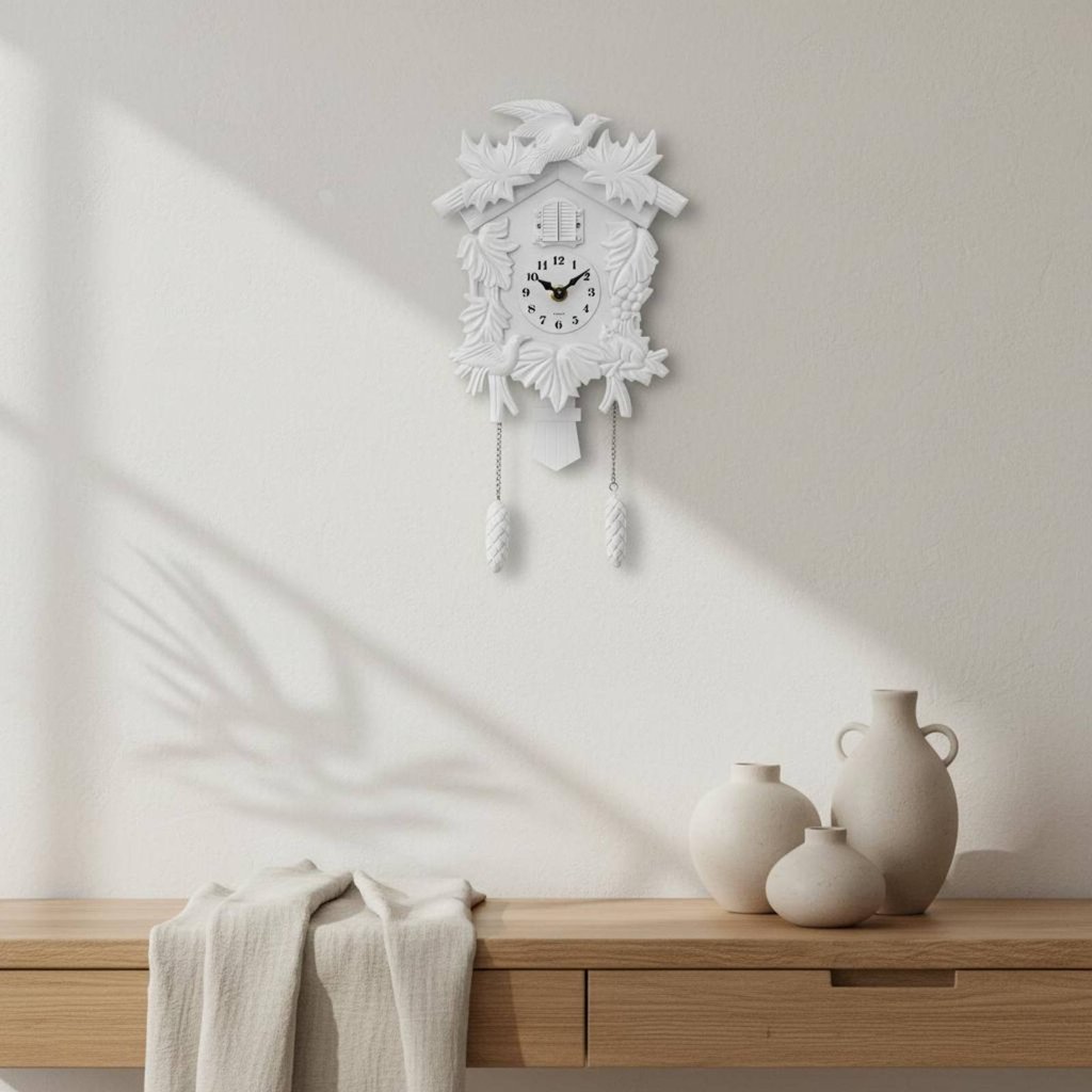 Pinecone Pendulum Cuckoo Clock Silent Movement Retro Cuckoo Clock สําหรับห้องเด็ก