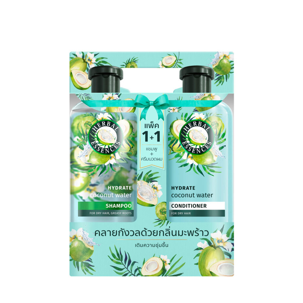 Herbal Essence เฮอร์บัล เอสเซนส์ แชมพู+คอนดิชั่นเนอร์ โคโคนัท วอเตอร์ ไฮเดรท 400 มล.แพ็คคู่
