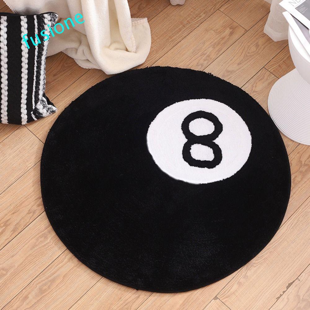 FUSIONEDGE 8 Ball Rug, รอบนุ่ม 8 Ball พรม, Creative Plush กันลื่นสีดํา 8 Ball Mat Hoom Decor